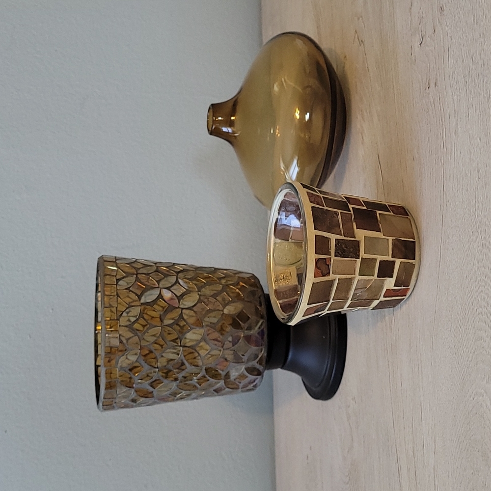Mosaic candle holder and vase bundle